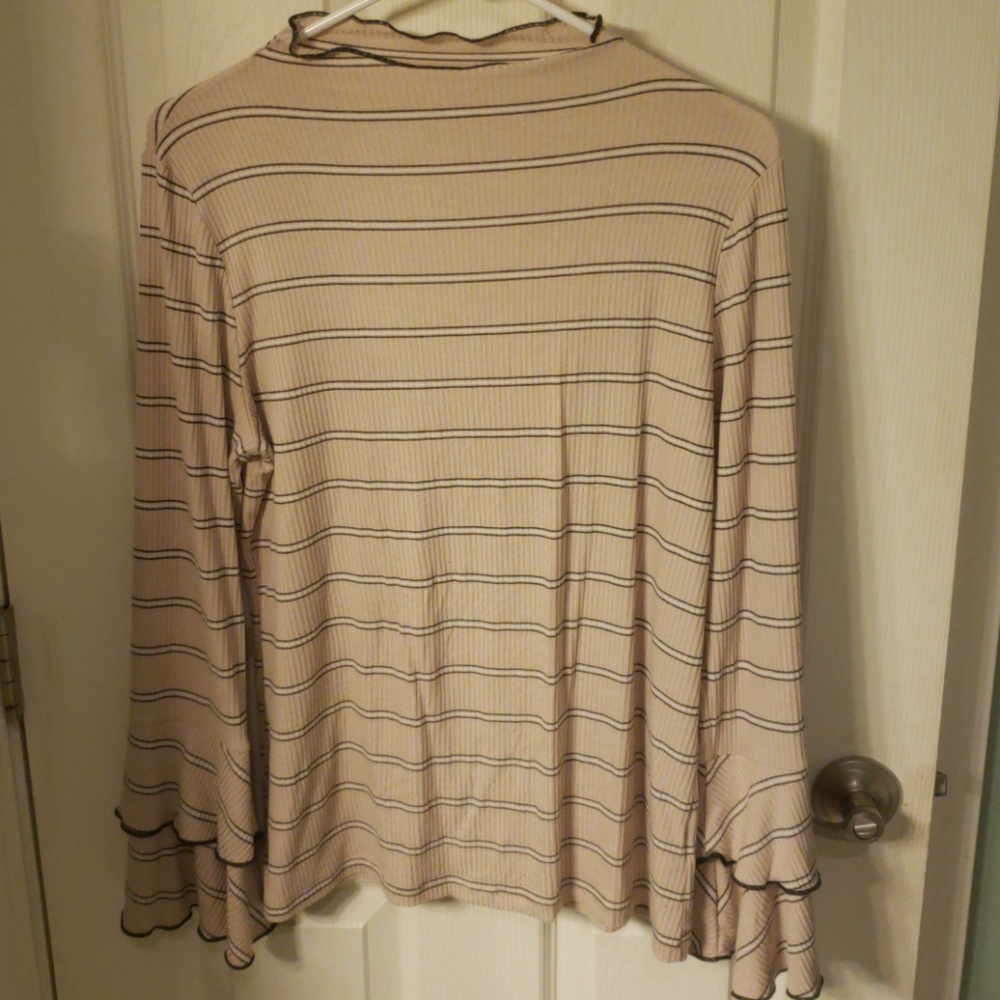 Taupe and black striped top.